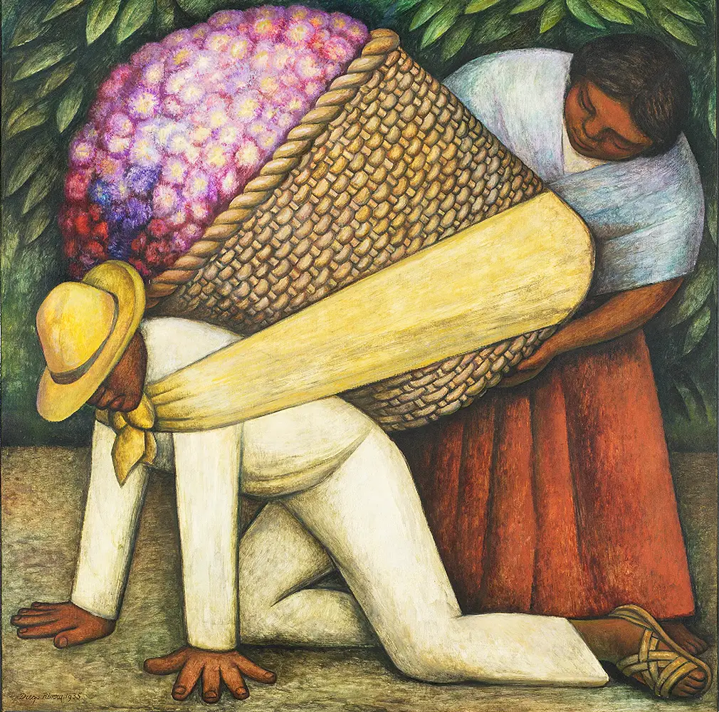 The Flower Carrier in Detail Diego Rivera
